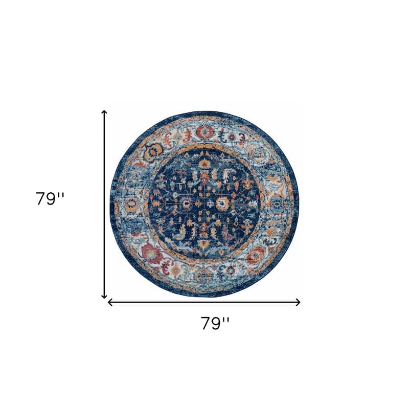 Qefi Power Loomed Geometric Stain Resistant Area Rug By HomeRoots - 6' Round