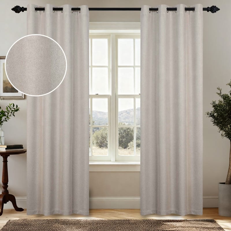 Superior Nyan 100% Blackout Grommet Curtains, Set of 2 Panels - 52" x108" - Oatmeal Beige
