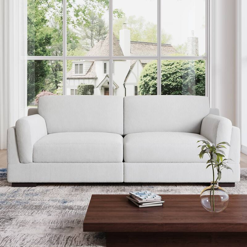 90" Oversized Modular Sectional Corduroy Sofa - Beige