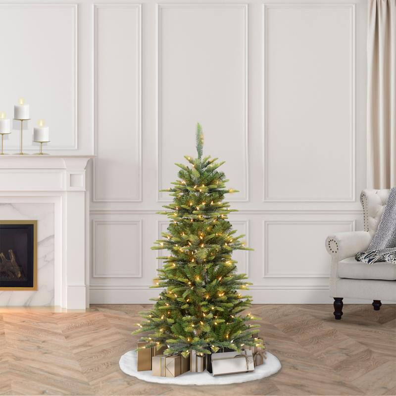 Puleo International Pre-Lit 4.5' Slim Aspen Fir Artificial Christmas Tree