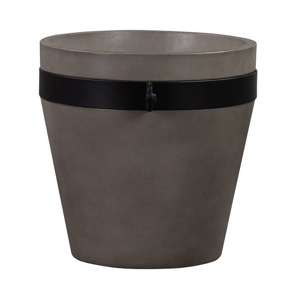 slide 2 of 5, 16 Inch Medium Size Outdoor Planter, Narrow Tapered Bottom, Concrete, Gray