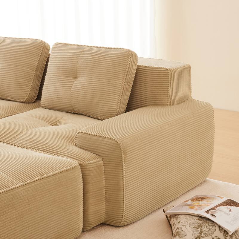 Modular L-Shaped Sectional Sofa with Ottoman for Living Room