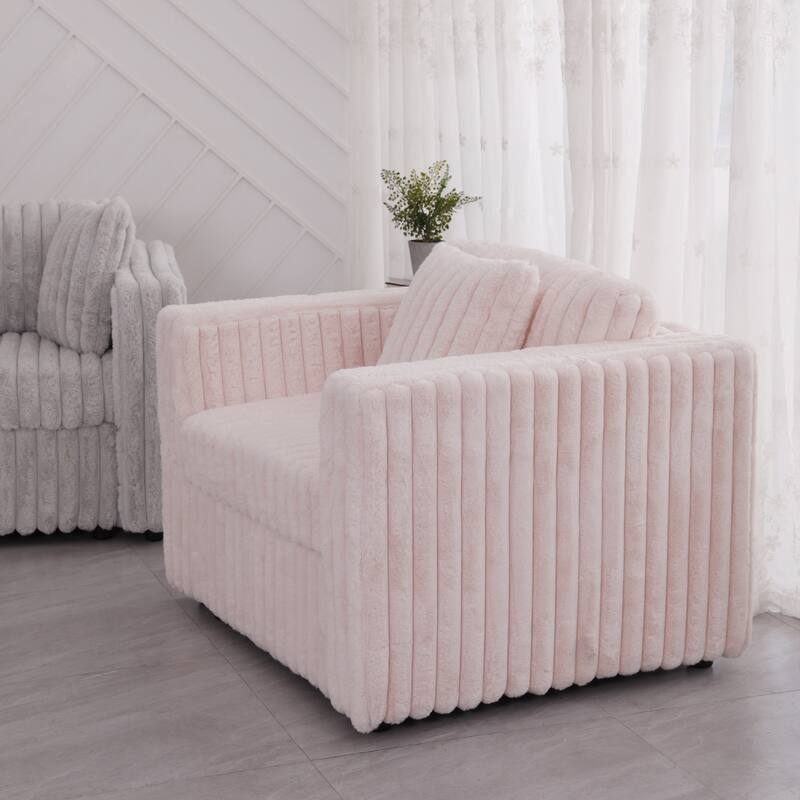 44.9" Plush Modular Sofa Single - Highly Comfortable, Stylish & Functional for Bedroom & Living Room, Light Pink