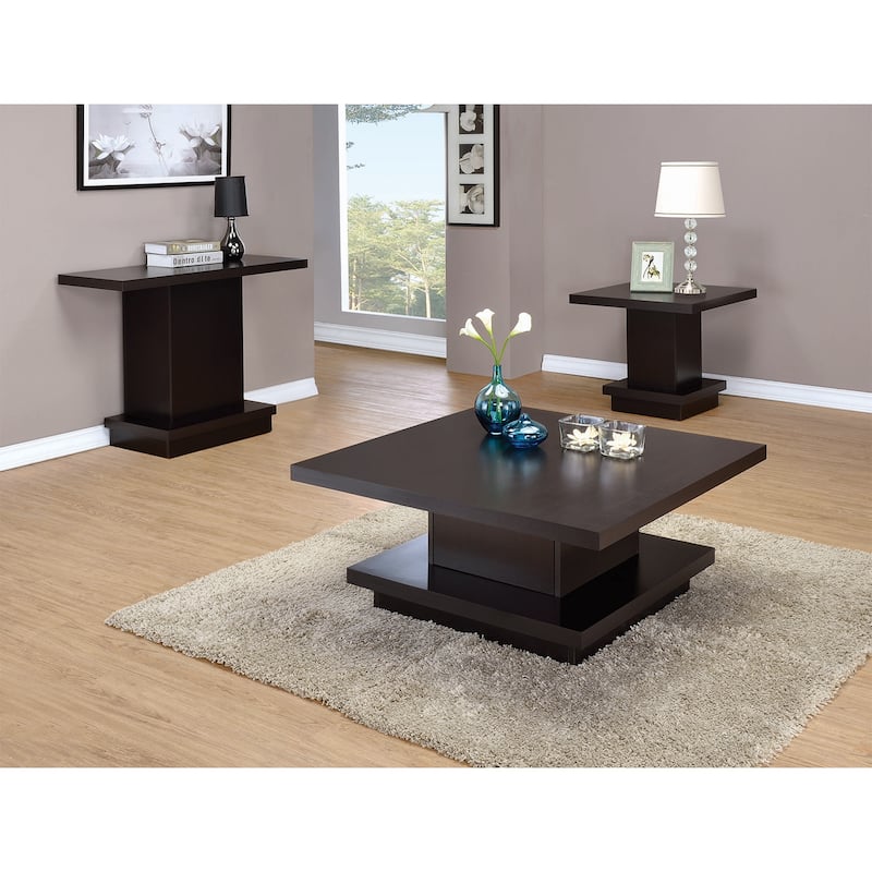 Pedestal Square End Table in Cappuccino