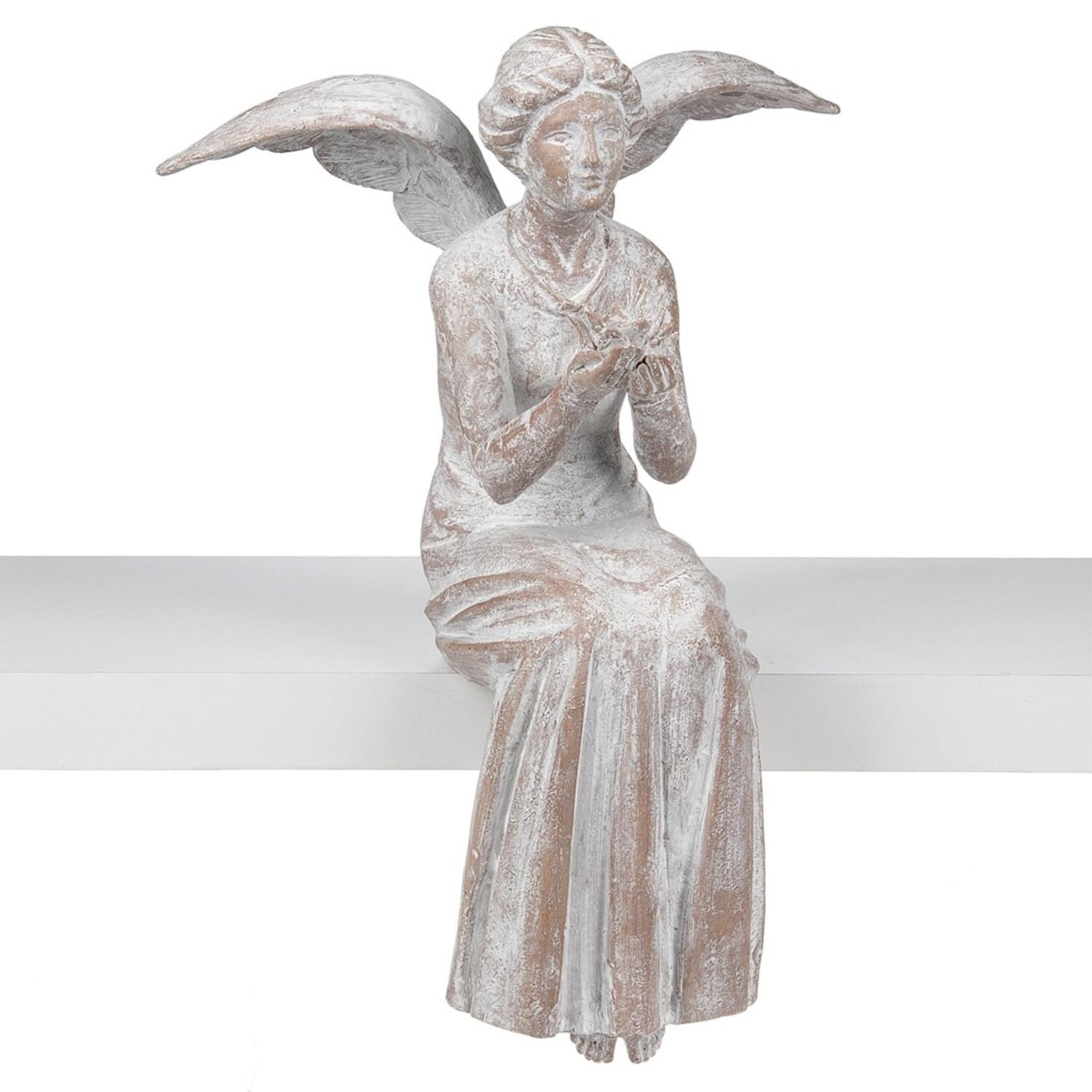 Shop White And Brown Decorative Angel Figure Shelf Sitters