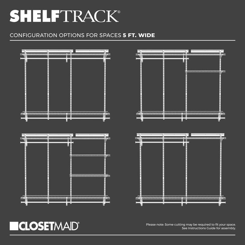 ClosetMaid ShelfTrack 60-96 Inch Wide Adjustable Closet Organizer