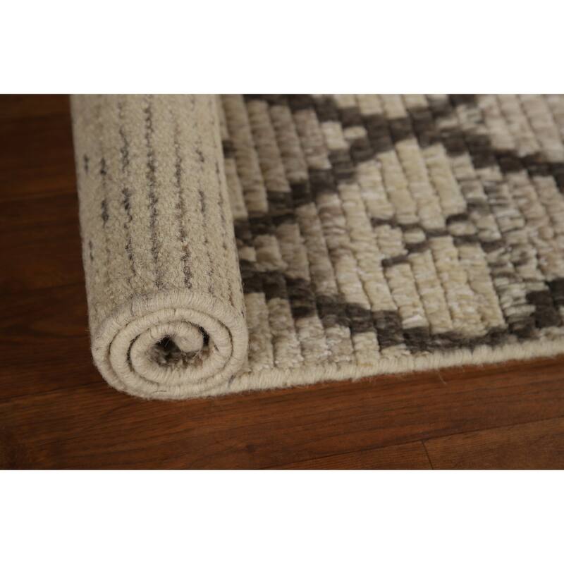Striped Geometric Moroccan Accent Rug Hand-Knotted Wool Carpet - 2'0"x 3'0"