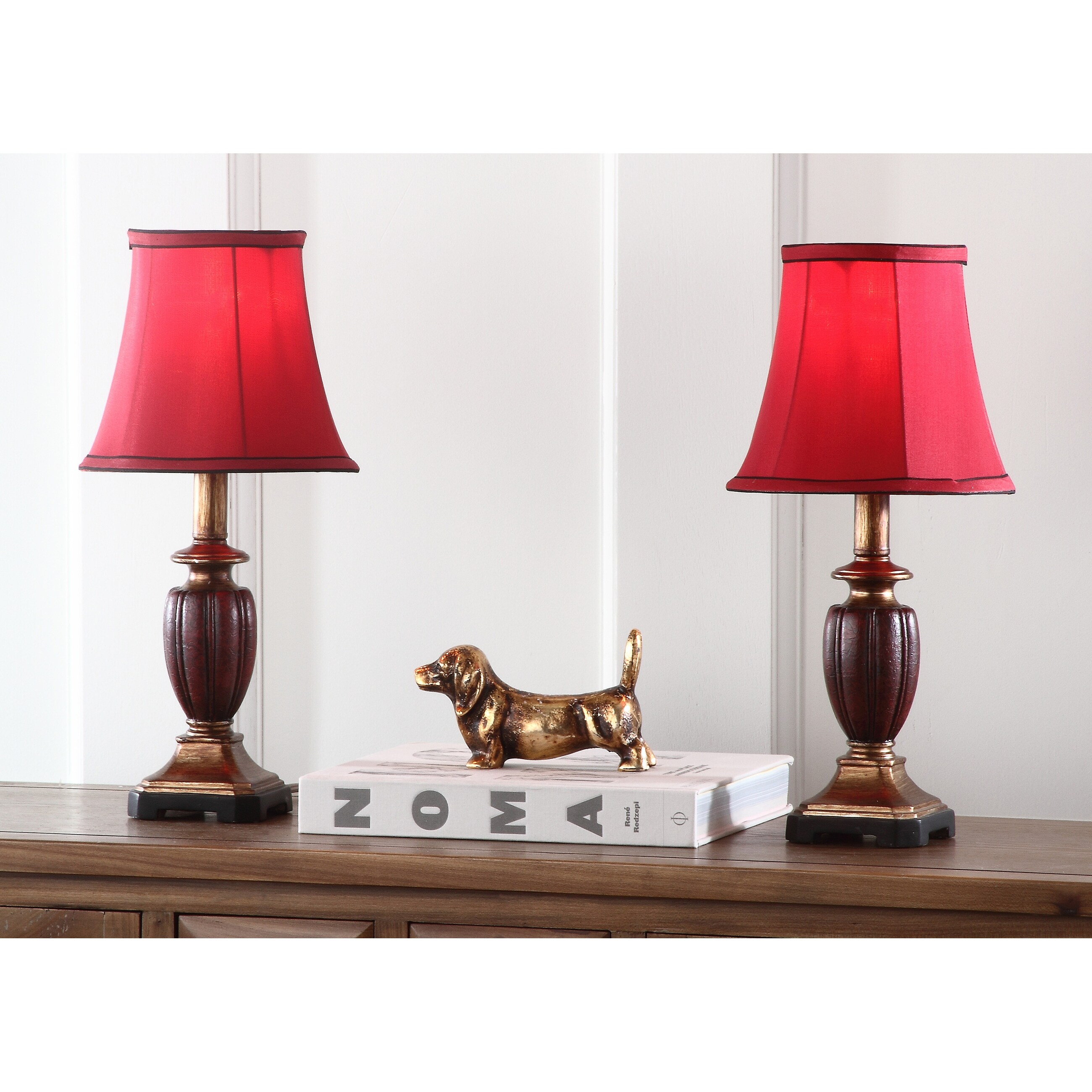 Table lamps with red shades top