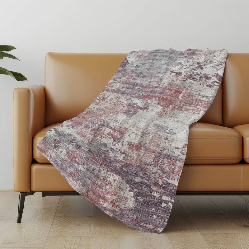 Premium Machine Washable ASB69 Abstract Modern Sherpa Throw Blanket - Pink - 4'2" x 5'10"
