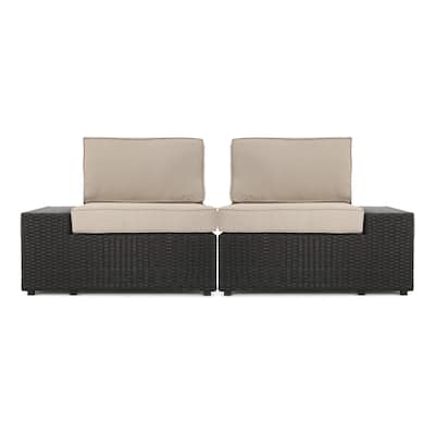 Roomfitters Modular Wicker Seating Set with Cushions for Outdoor Relaxation, Versatile Patio Chairs
