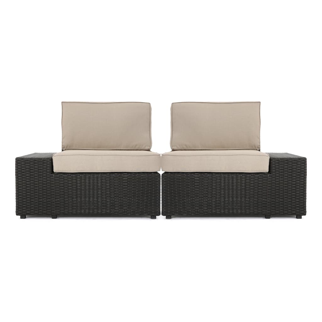 Roomfitters Modular Wicker Seating Set with Cushions for Outdoor Relaxation, Versatile Patio Chairs