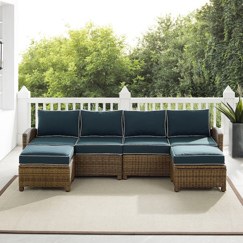 Crosley Bradenton 4Pc Outdoor Wicker Sectional Set - 70.5"d x 105.5"w x 32.5"h