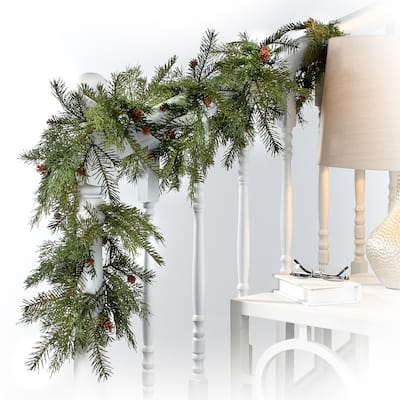 72" Plastic Pine With Mini Cones Garland - Green