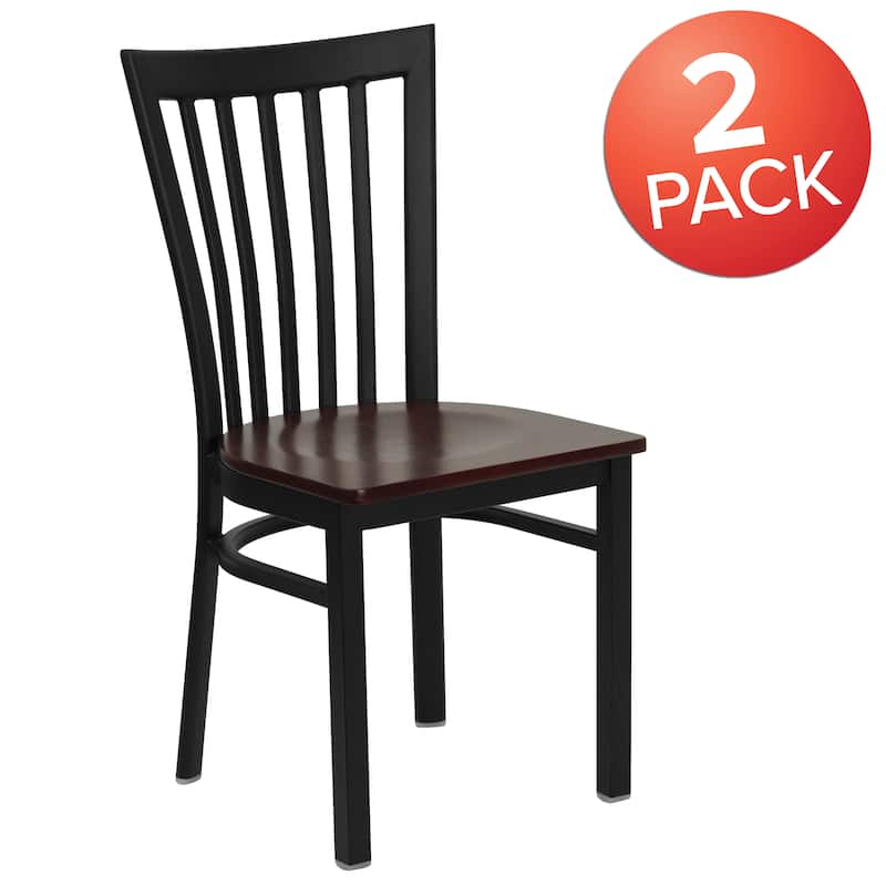2 Pack School House Back Metal Restaurant Chair - 17.25"W x 18.75"D x 34.75"H - 17.25"W x 18.75"D x 34.75"H