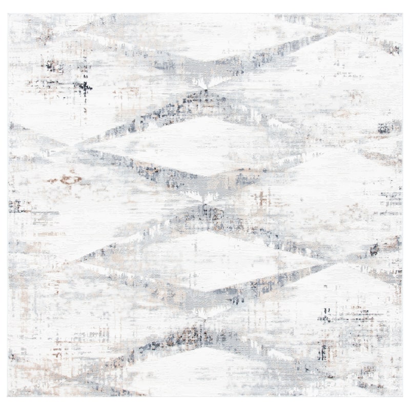 SAFAVIEH Amelia Argjentina Modern Diamond Distressed Rug - 6'7" Square - Ivory/Gold