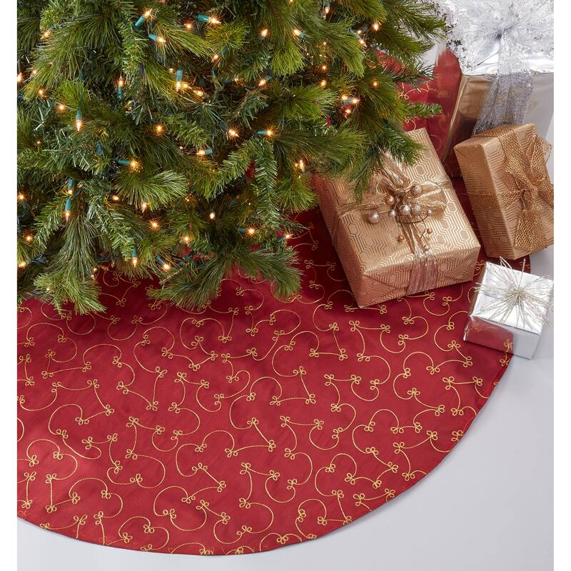 Christmas Tree Skirt With Ari Embroidered Design