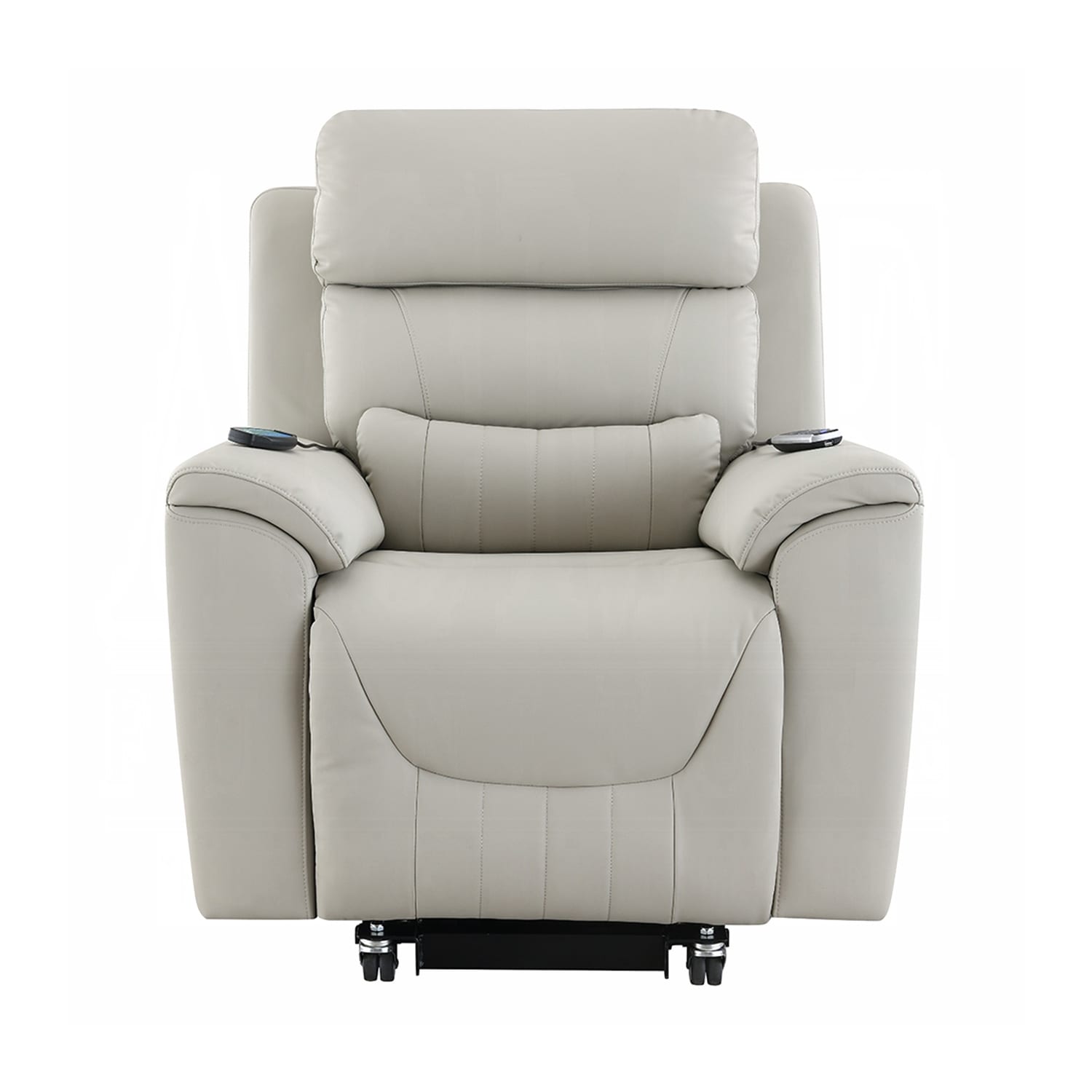 Synthetic Leather Upholstered Power Recliner with Heating and Massage in Light Gray