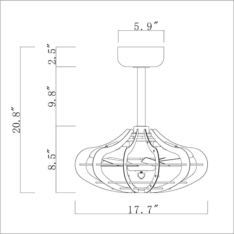 Mia 18 Inch Wood Grain Finish Fandelier with Light