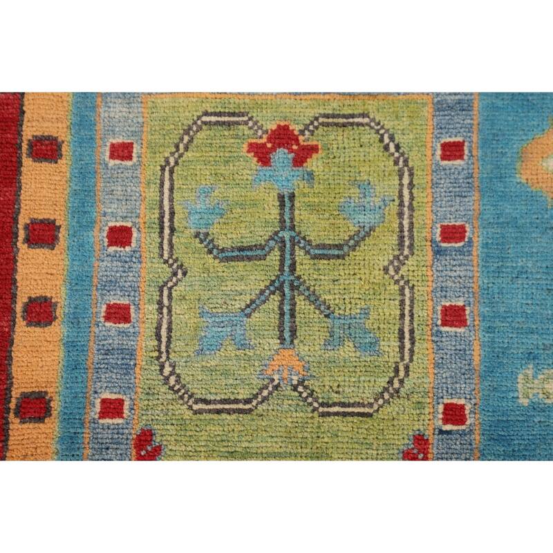 Garden Design Blue Kazak Accent Rug Handmade Wool Carpet - 4'1" x 6'0"