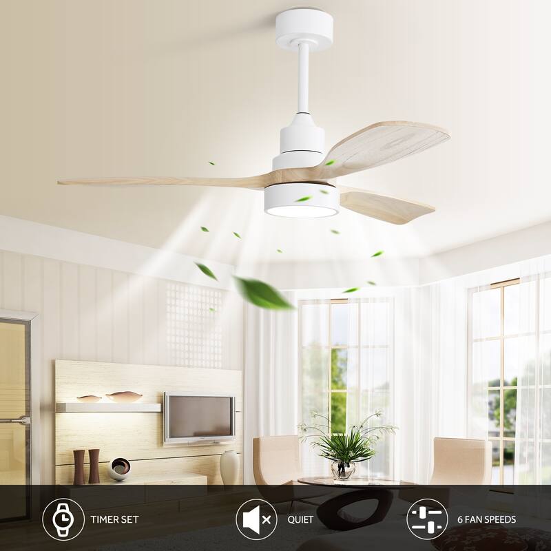 48" and 52" Integrated LED Ceiling Fan with Light and Remote, Reversible DC Motor
