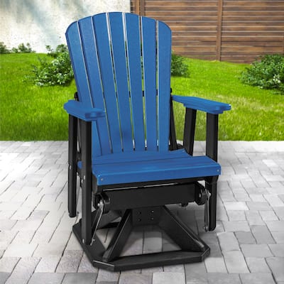 OS Home and Office Model Fan Back Swivel Glider in Blue with a black base