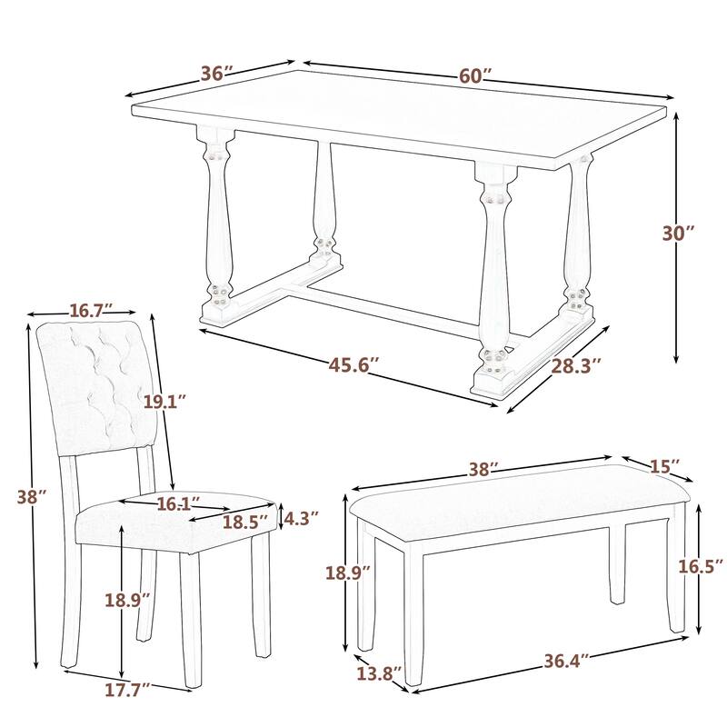6-Piece Dining Table and Chair Set