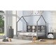 preview thumbnail 12 of 22, Wooden Full Size House Bed with 2 Drawers,Kids Bed with Storage Shelf,Gray