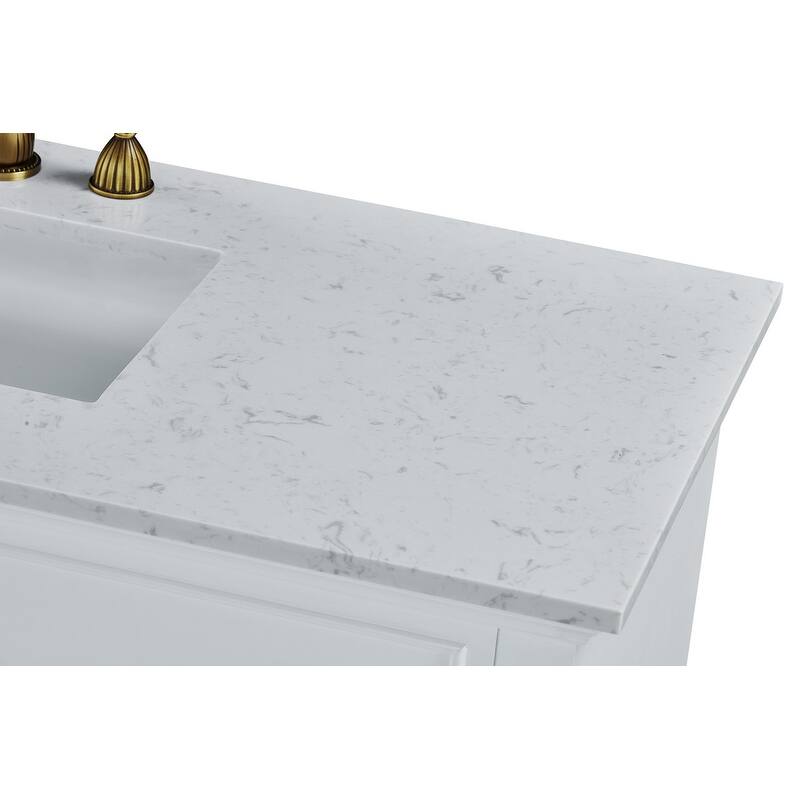 Naeb 48 in. W x 22 in. D x 36 in. H Single Sink Bathroom Vanity in White with White Quartz Countertop