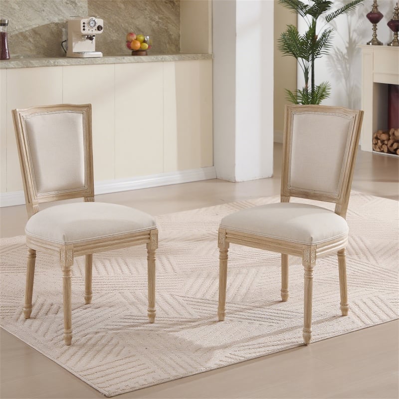 Set of 2 French Country Dining Chairs - Beige