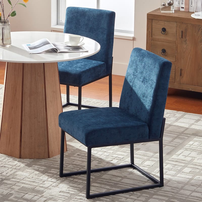 Mid Century Modern Dining Chair with Black Metal Legs