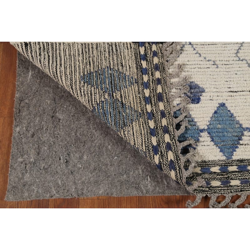Geometric Moroccan Oriental Area Rug Hand-Knotted Wool Carpet - 5'9"x 9'0"