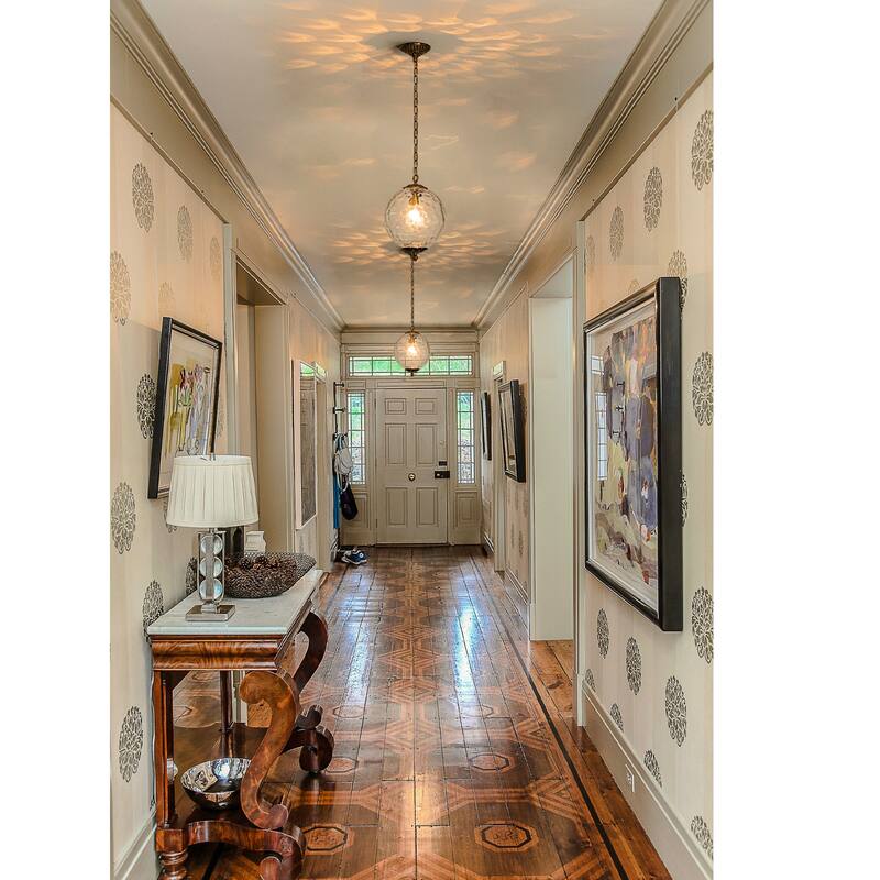 Industrial 1 - Light 11.8" W Retro French Globe Glass Pendant For Kitchen Island