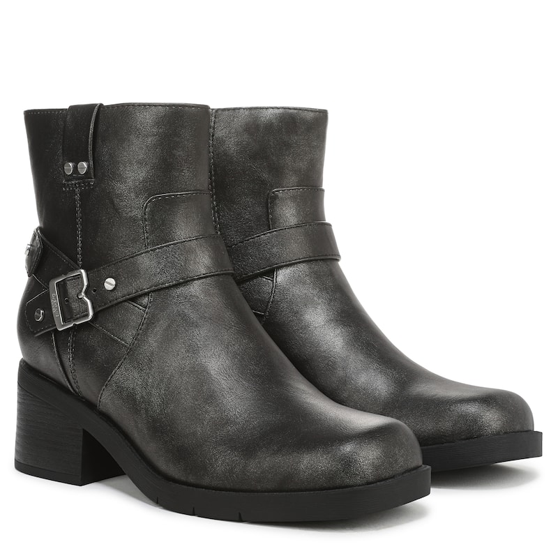 Dr. Scholl's Women's Janis Faux Leather Moto Bootie - Gunmetal - 6