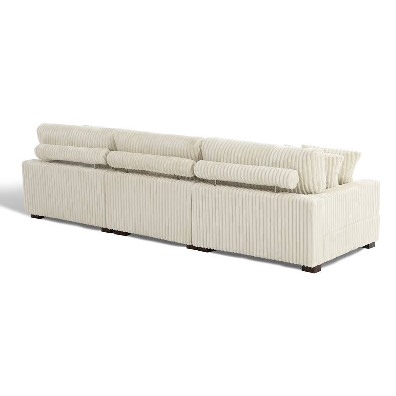 114.5" W Upholstered Sectional Modular Sofa with 2 Ottomans