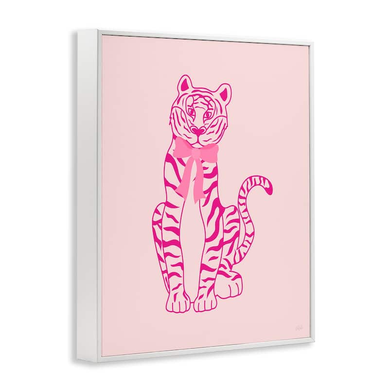Stupell Mod Chic Tiger with Bow Framed Giclee Art Design By Natalie Carpentieri