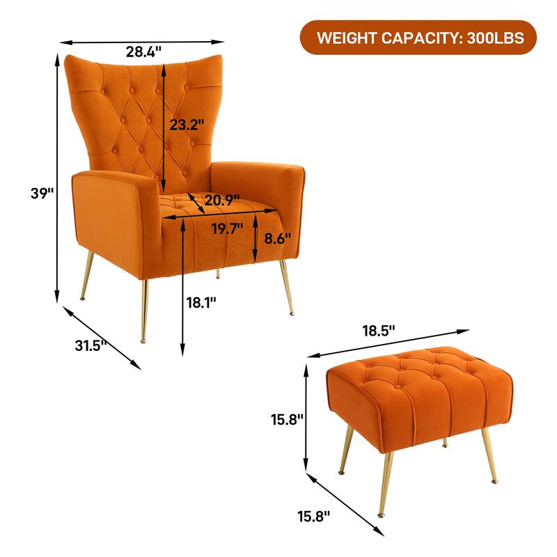 Ouyessir Upholstered Tufted Accent Chair with Ottoman
