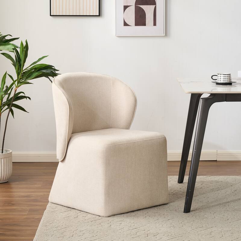 Christopher Knight Home - Eddie Modern Block Silhouette Upholstered Dining Chair with Metal Frame, Versatile Home Use - Beige - 1-Piece