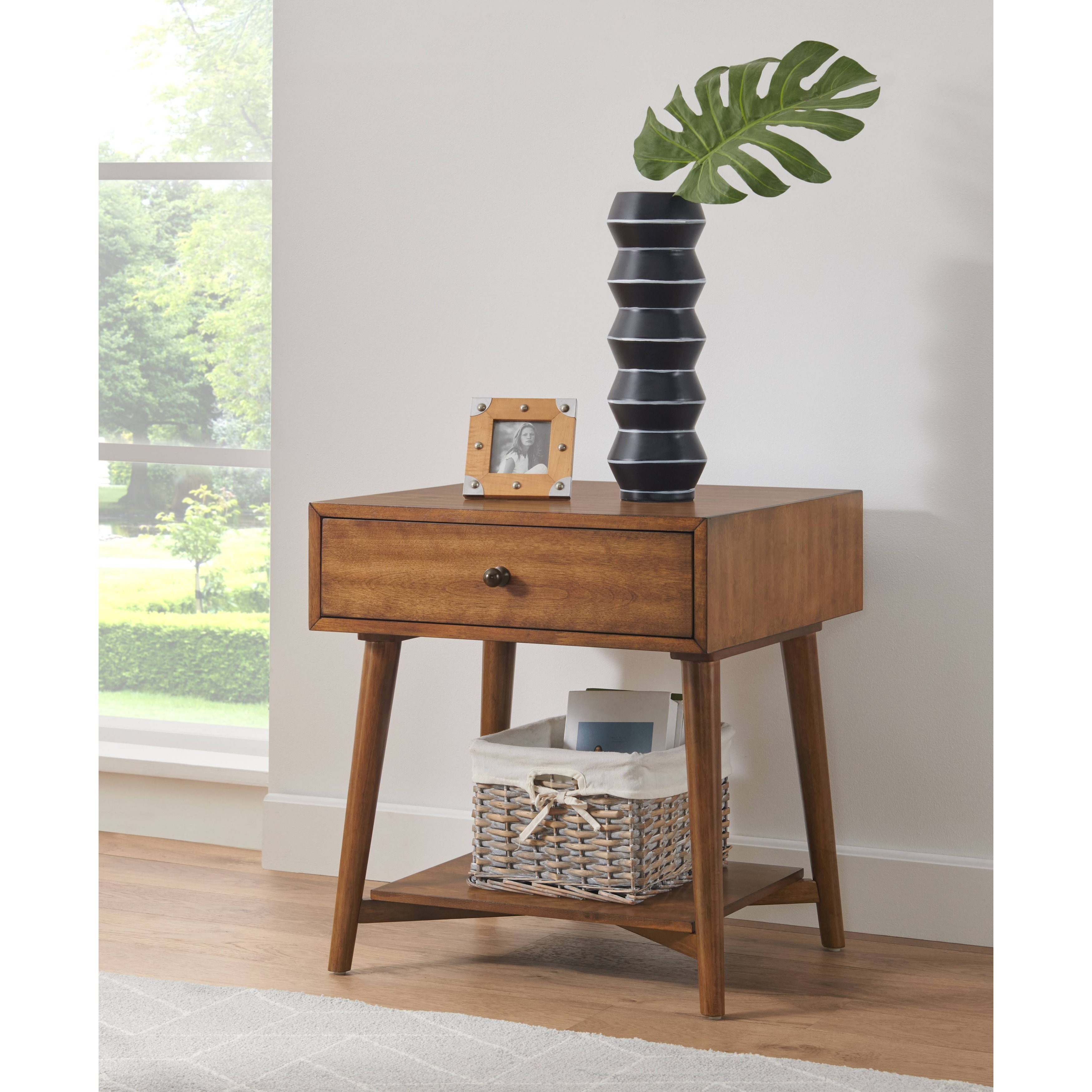 Mid-Century Modern 1-Drawer 22" End Side Table