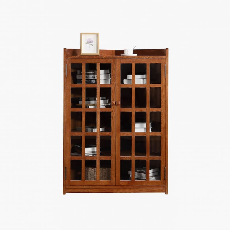 Mission Oak Corner Bookcase / Cabinet