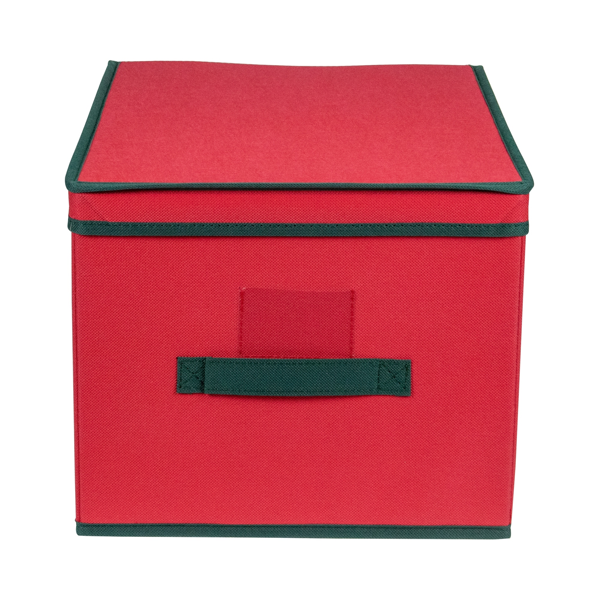 16" Red Collapsible Christmas Decoration Storage Box with Handel
