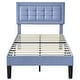 preview thumbnail 57 of 58, VECELO Tufted Upholstered Kids Bed with Adjustable Headboard,Twin Size Bed Set of 2