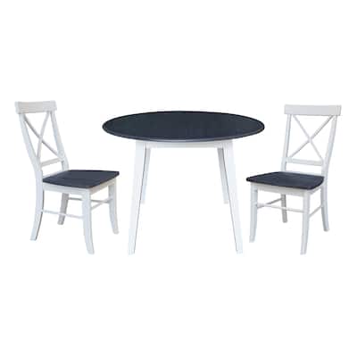 42" Solid Wood Round Dual Drop Leaf Table with Dining Chairs