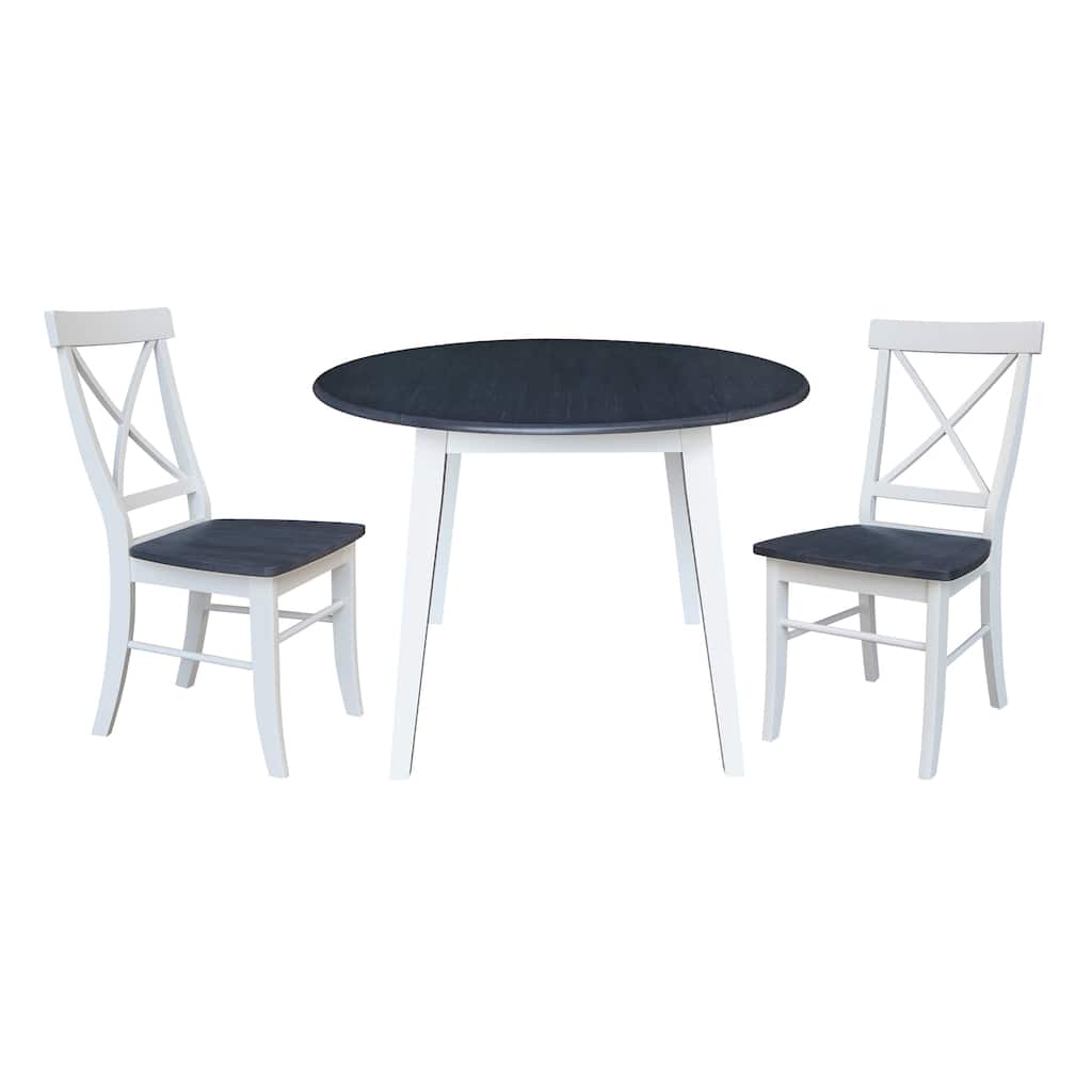 42" Solid Wood Round Dual Drop Leaf Table with Dining Chairs