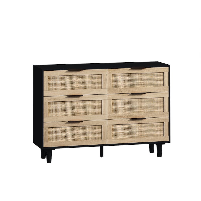 Modern 6-Drawers Rattan Storage Cabinet Rattan Drawer