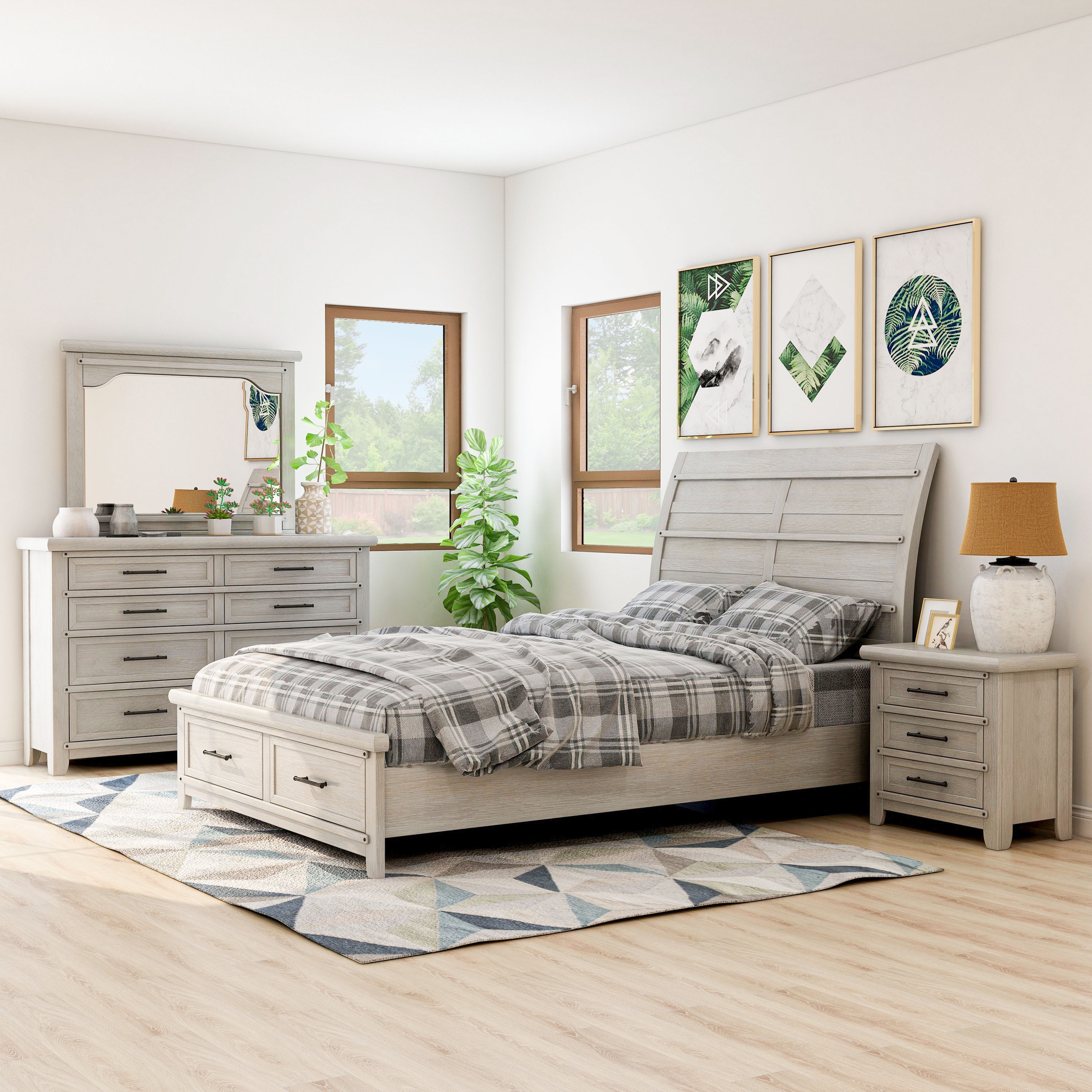 Furniture Of America Tiwo Farmhouse White 4 Piece Bedroom Set