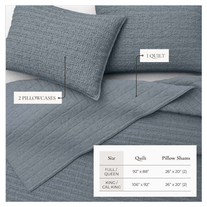 Linery & Co. Cotton Honeycomb Waffle Garment Washed Quilt Set