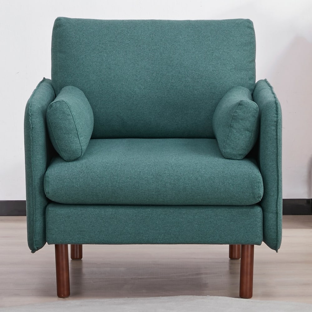 Artdeco Home - Yucca Modern Accent Chair, Polyester / Vegan Leather Armchair - Includes 2 throw pillows