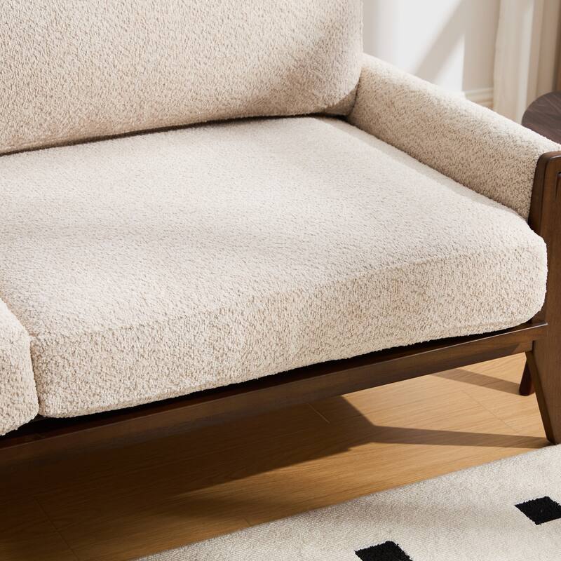 Christopher Knight Home - Mid-Century Modern 3-Seater 74" Upholstered Sofa with Solid Wood Frame