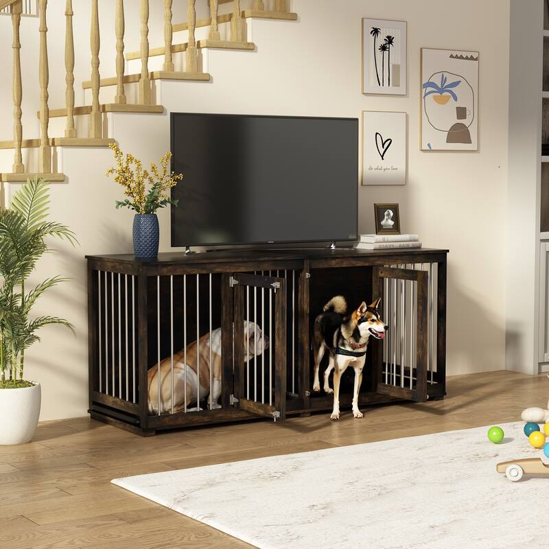 Multi-functional Pet Crate with Secure Locks - Versatile Color Console