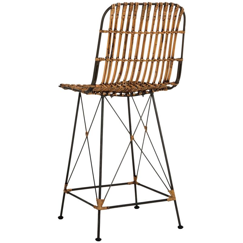 SAFAVIEH Shinako 37.5-inch Wicker Croco Brown Counter Stool (Set of 2) - 18.1" x 20.9" x 37.4" - 18Wx21Dx37H
